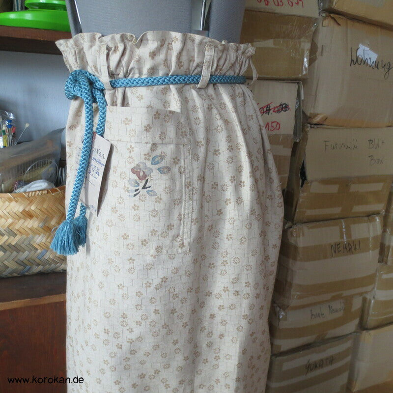 Paperbag 7/8 Länge Hosenrock, Tsumugi Kimono Seide,