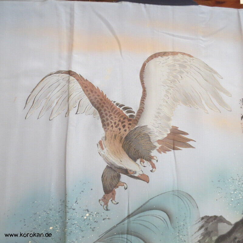 Juban Unterkimono, japanische feine Seide, Seeadler über Wellen