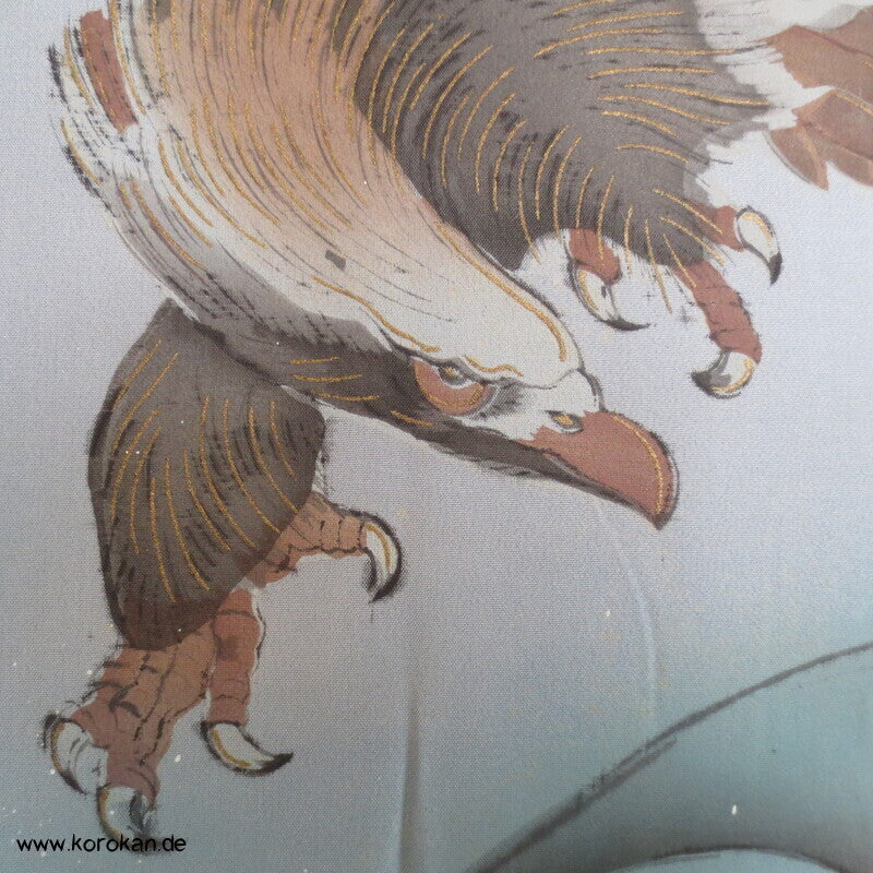 Juban Unterkimono, japanische feine Seide, Seeadler über Wellen