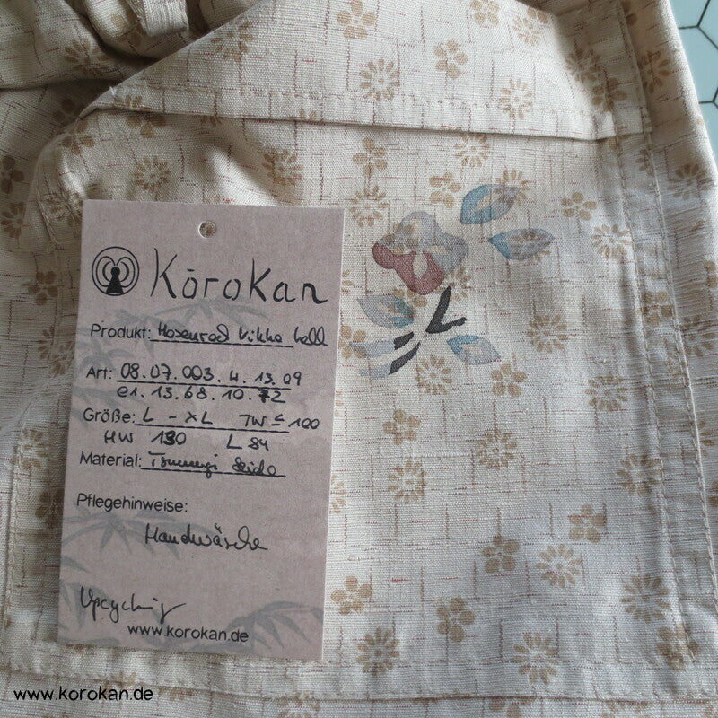 Paperbag 7/8 Länge Hosenrock, Tsumugi Kimono Seide,