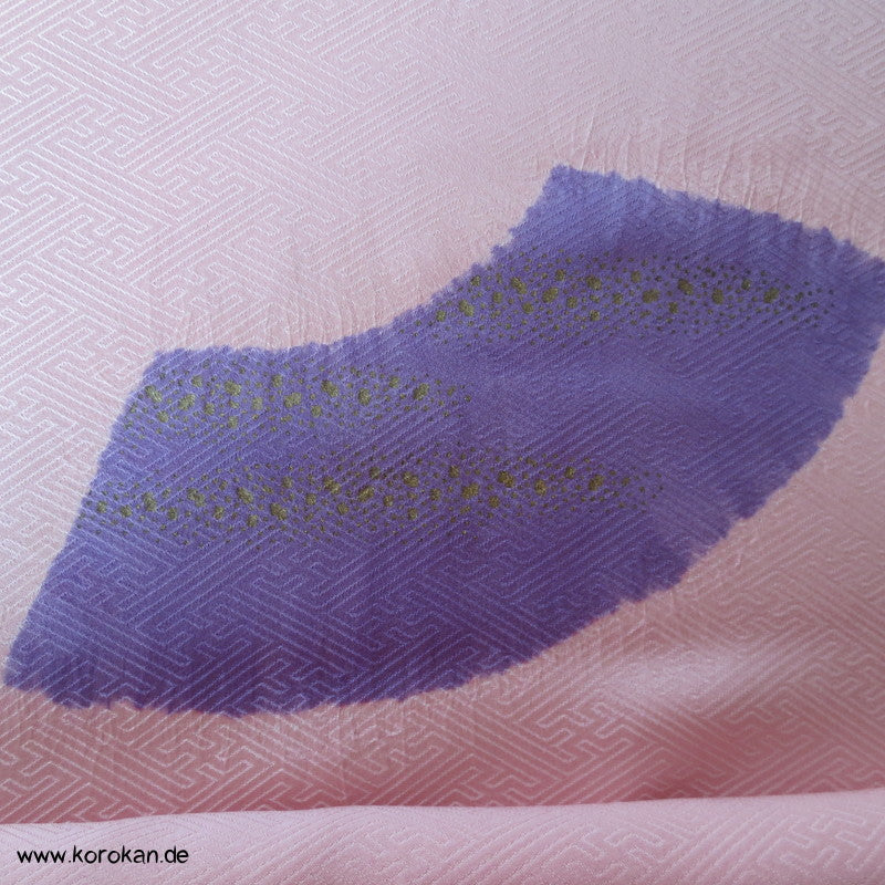 Shibori Fächer Tanmono auf Sayagata Rinzu Seidendamast