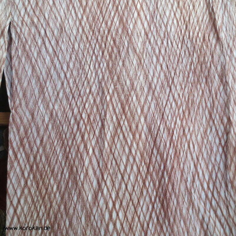 Rautennetz antiker Hitoe Komon Kimono, stark gekreppte Seide