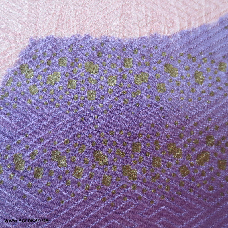 Shibori Fächer Tanmono auf Sayagata Rinzu Seidendamast