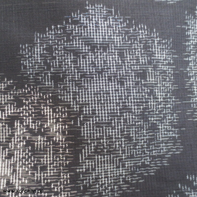 blaugrau - schwarz, Kikko Kasuri Tsumugi Seiden Kimono, Japan