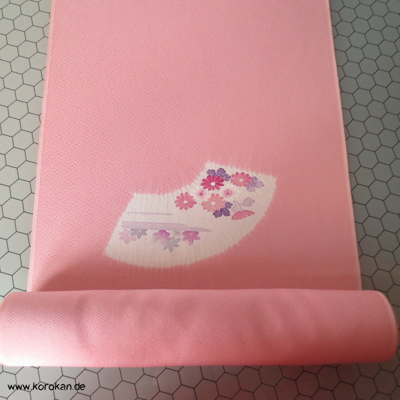 Shibori Fächer Tanmono auf Sayagata Rinzu Seidendamast
