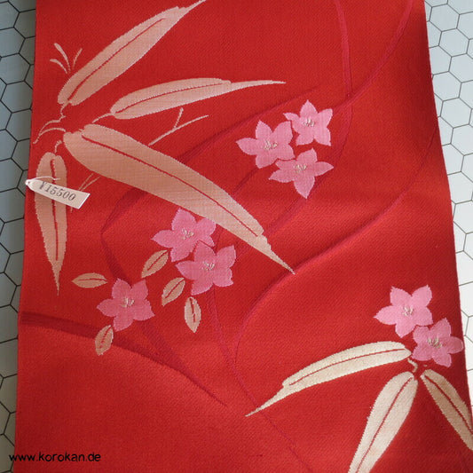 Bambus und Ballonblumen Obi dicker Jacquard Satin