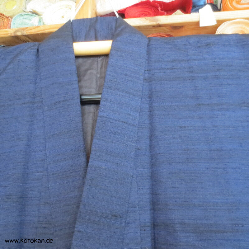 Tsumugi Seiden Komon Kimono, schwarzblau meliert