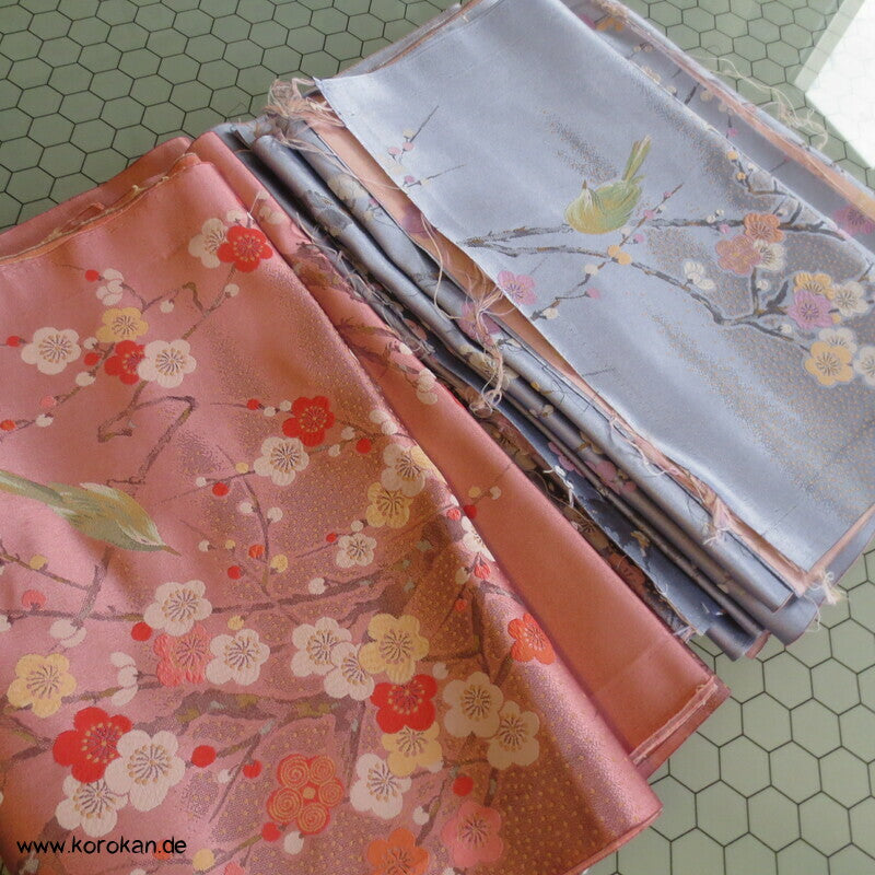 Vögelchen Jacquard Araihari Stoffreste Kimono, Uchikake oder Obi