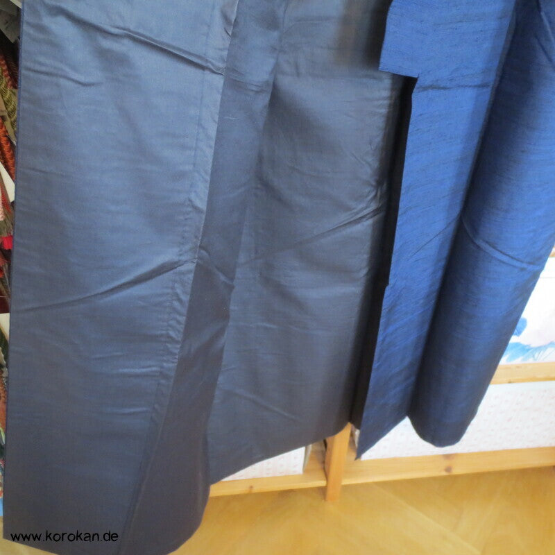 Tsumugi Seiden Komon Kimono, schwarzblau meliert