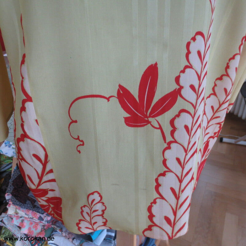 Langarm Blusenshirt hellgelbe Kimono Seide