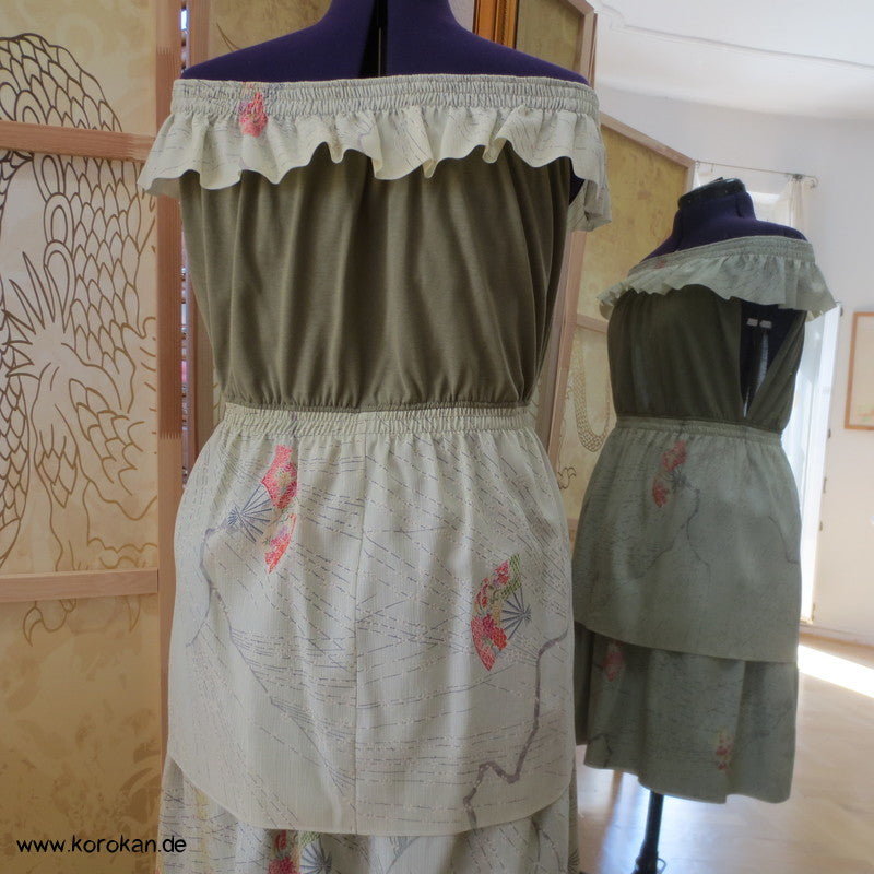 Carmen top aus Baumwolljersey und Kimono Seidenkrepp