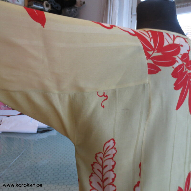 Langarm Blusenshirt hellgelbe Kimono Seide