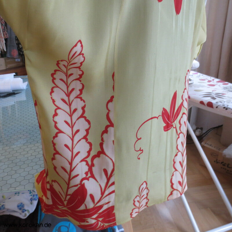 Langarm Blusenshirt hellgelbe Kimono Seide
