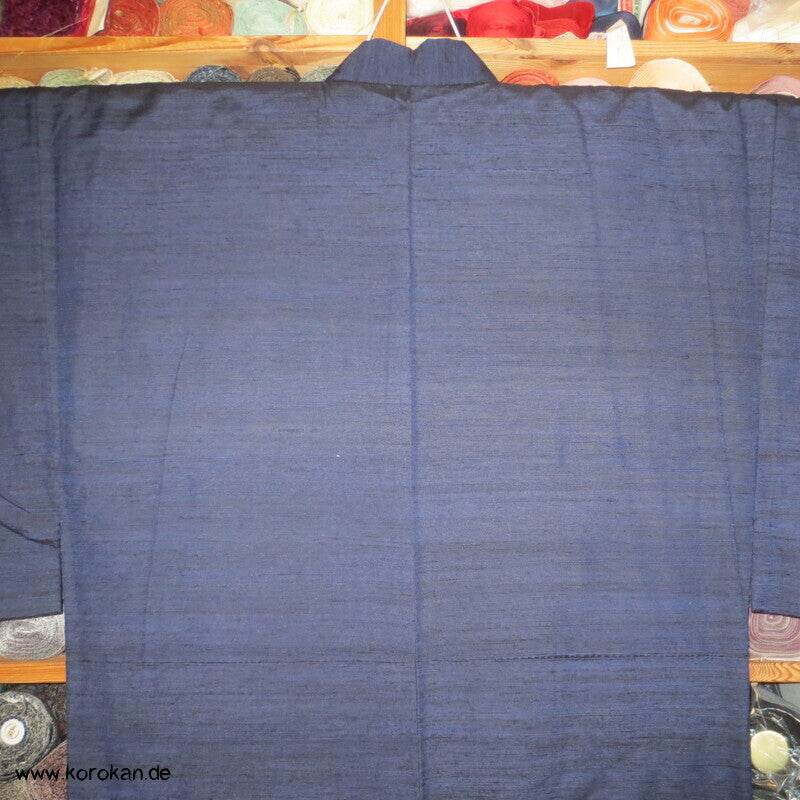 Tsumugi Seiden Komon Kimono, schwarzblau meliert