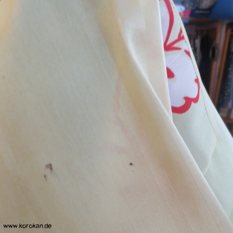 Langarm Blusenshirt hellgelbe Kimono Seide