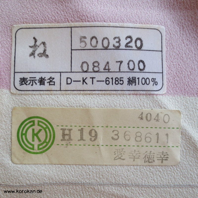 gold und silberne Überfangdruck Blumen und Fächer Kimono Seidencrepe