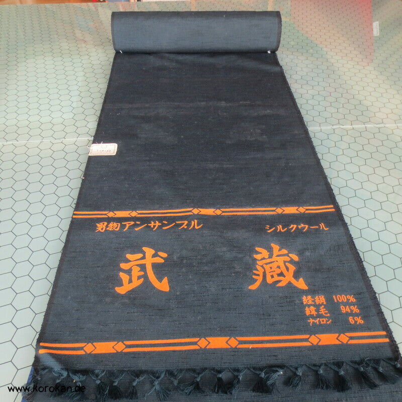 blauschwarze Seide/ Wolle grober Tsumugi Männer Ensemble Tanmono