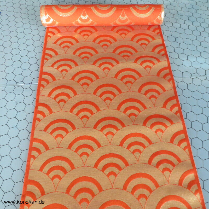 Segaiha Wellen golden orange Obi - Seidenbrokat