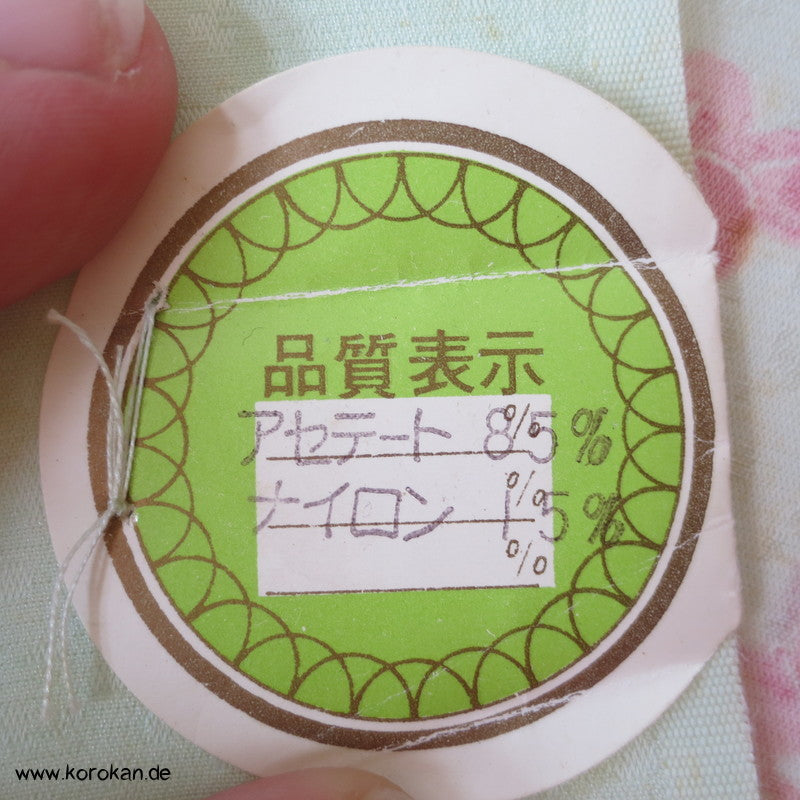 Japan Schmetterlinge, Blüten auf hellblau Kimono Stoff, Acetat