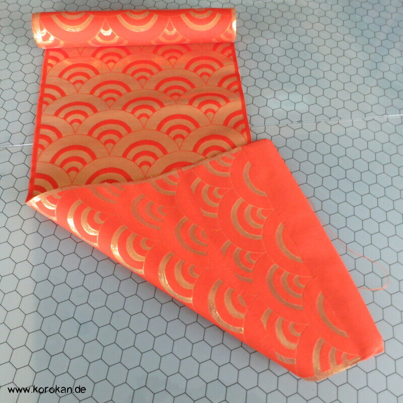 Segaiha Wellen golden orange Obi - Seidenbrokat