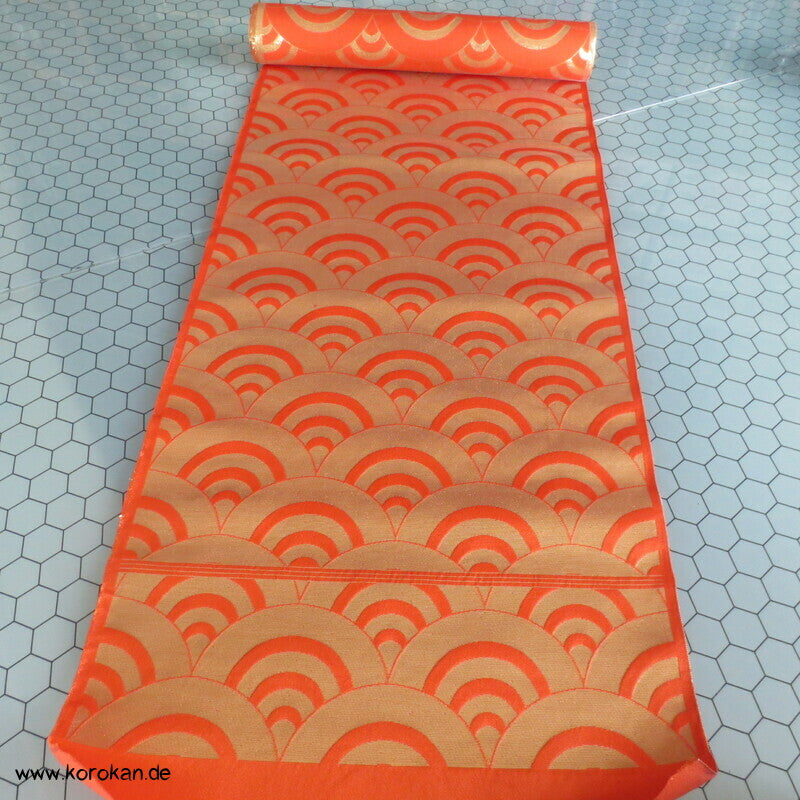Segaiha Wellen golden orange Obi - Seidenbrokat