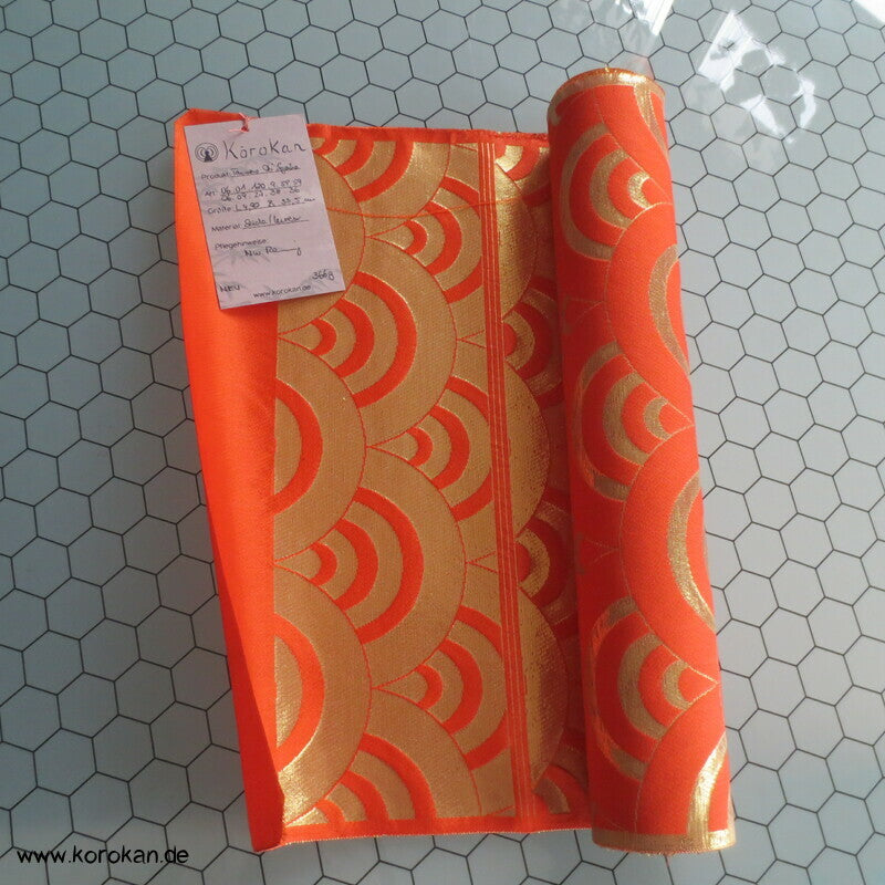 Segaiha Wellen golden orange Obi - Seidenbrokat