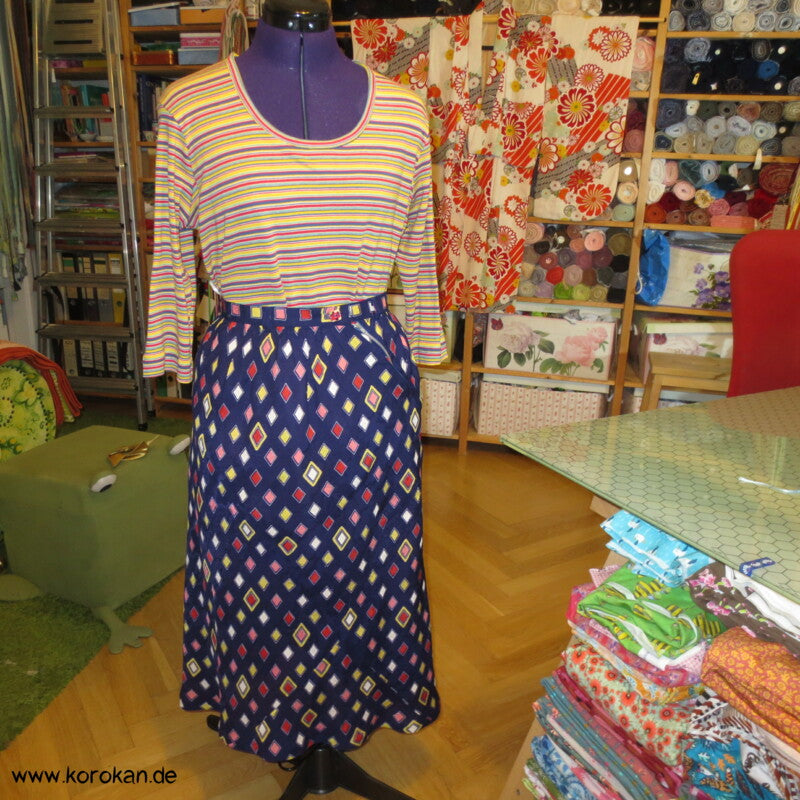 bunte Kimono Seide Bias Cut Rock
