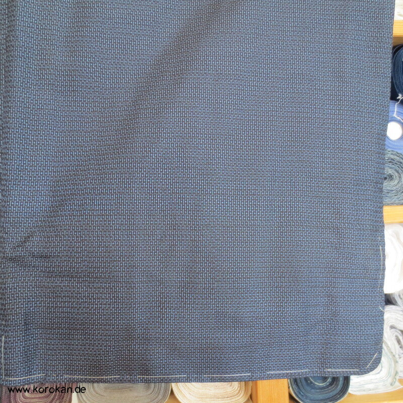 blauer Kikko Oshima Tsumugi Seiden Komon Kimono