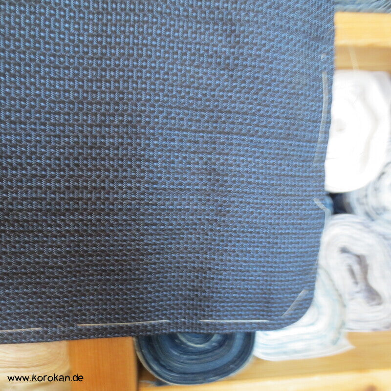 blauer Kikko Oshima Tsumugi Seiden Komon Kimono