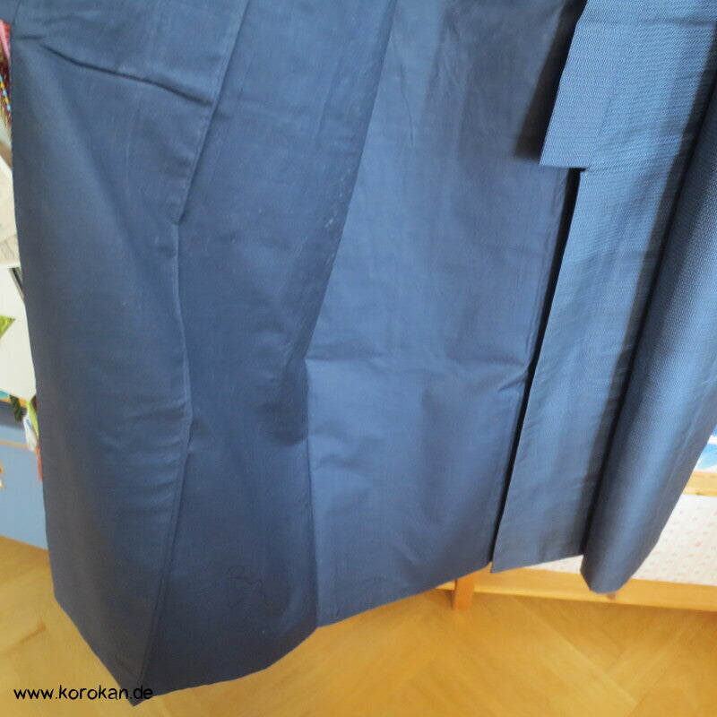 blauer Kikko Oshima Tsumugi Seiden Komon Kimono