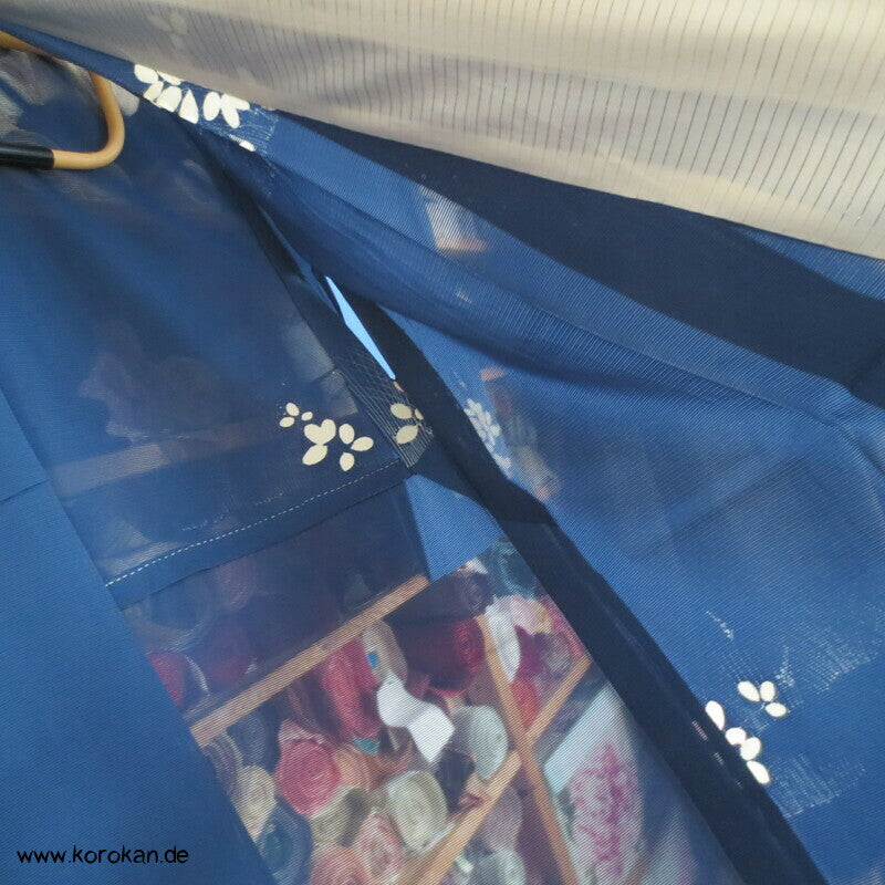Nandina Gräser auf blau Hitoe Rho Seiden Kimono