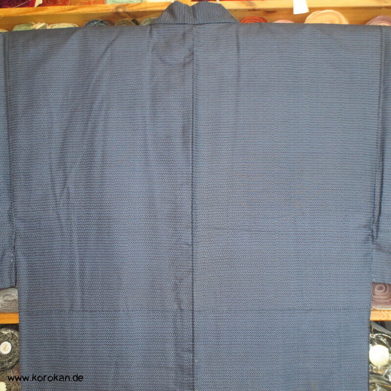 blauer Kikko Oshima Tsumugi Seiden Komon Kimono