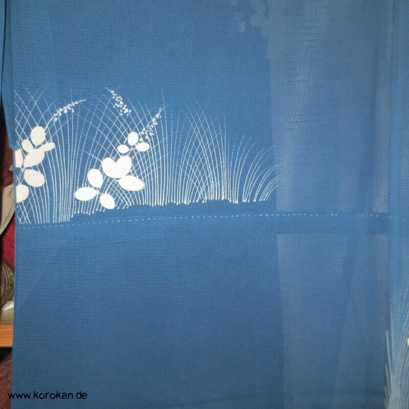 Nandina Gräser auf blau Hitoe Rho Seiden Kimono