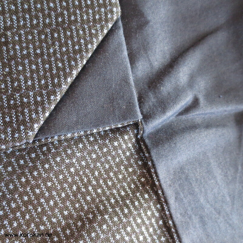 blauer Kikko Oshima Tsumugi Seiden Komon Kimono