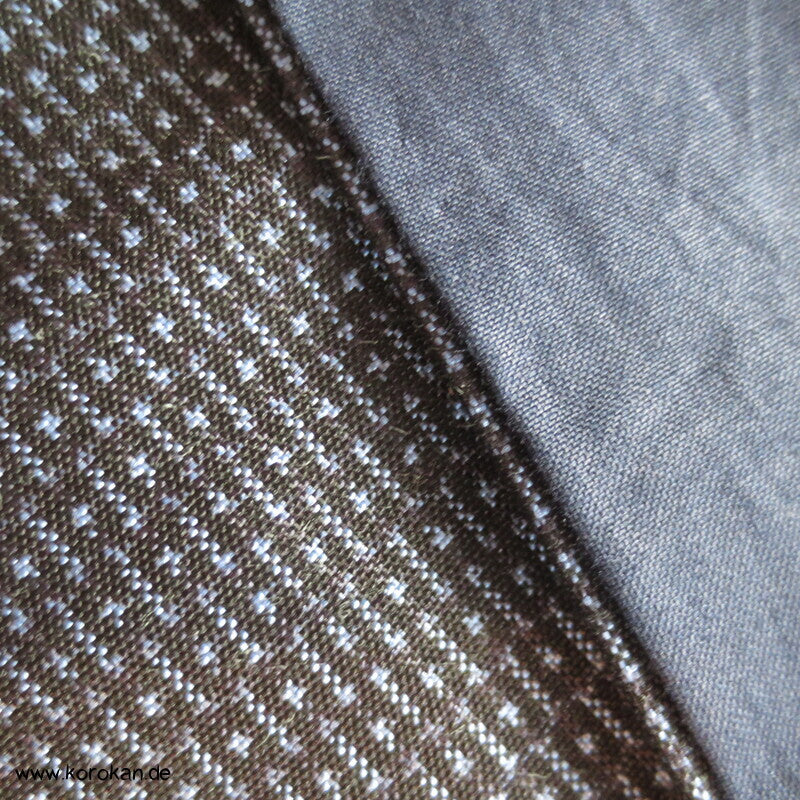 blauer Kikko Oshima Tsumugi Seiden Komon Kimono