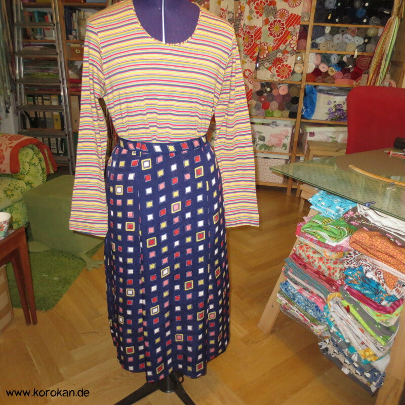 bunter Kimono Seide Rock mit tiefen Falten