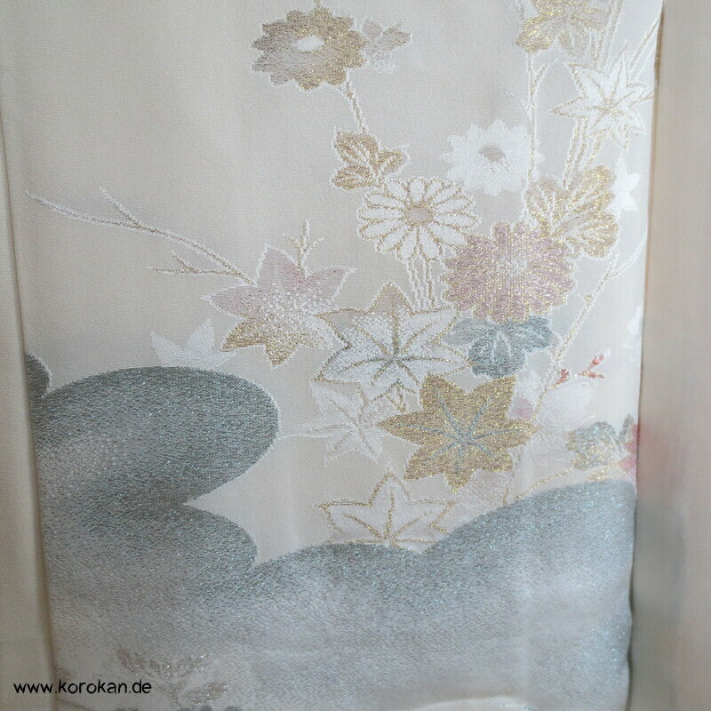 Urushi Chrysanthemen auf Wolke Seidenbrokat Haori Kimono Jacke