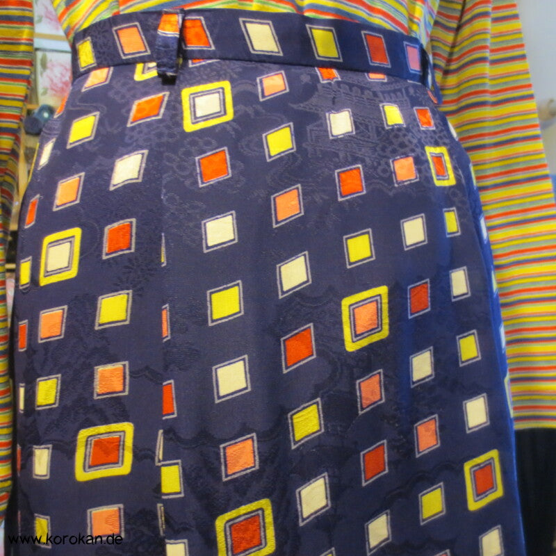 bunter Kimono Seide Rock mit tiefen Falten