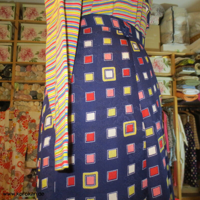 bunter Kimono Seide Rock mit tiefen Falten