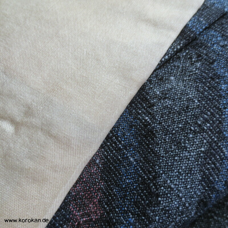 Hitoe Tsumugi Kimono, geometrisch versetzter Streifen