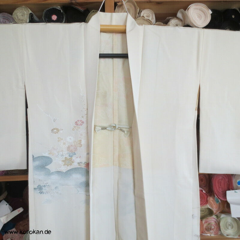 Urushi Chrysanthemen auf Wolke Seidenbrokat Haori Kimono Jacke