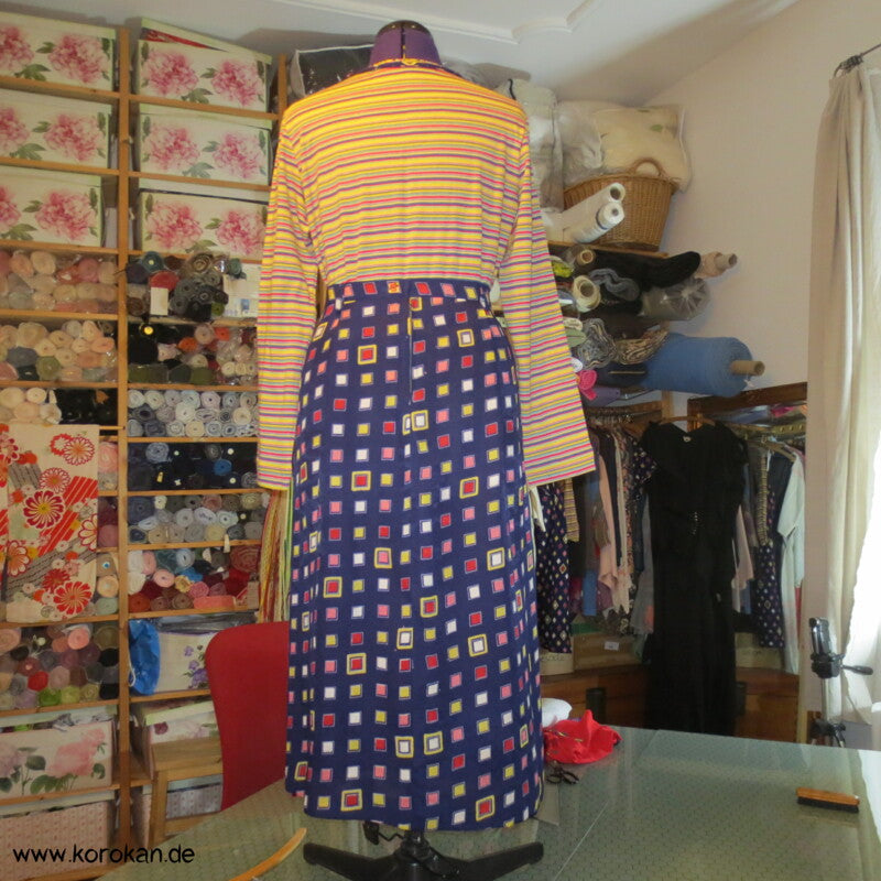 bunter Kimono Seide Rock mit tiefen Falten