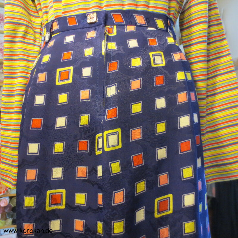 bunter Kimono Seide Rock mit tiefen Falten