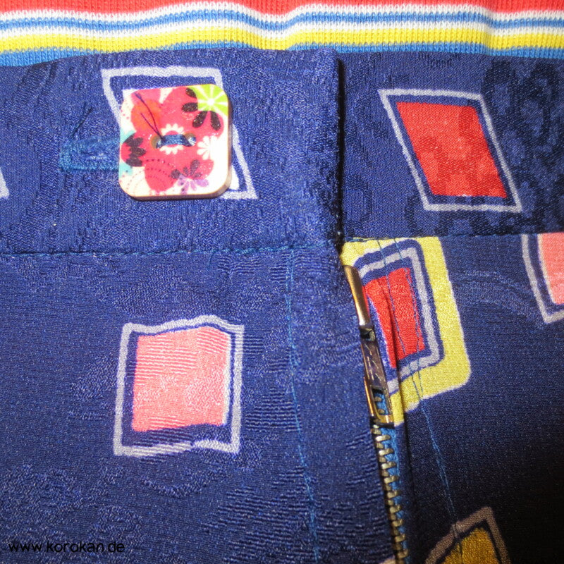 bunter Kimono Seide Rock mit tiefen Falten