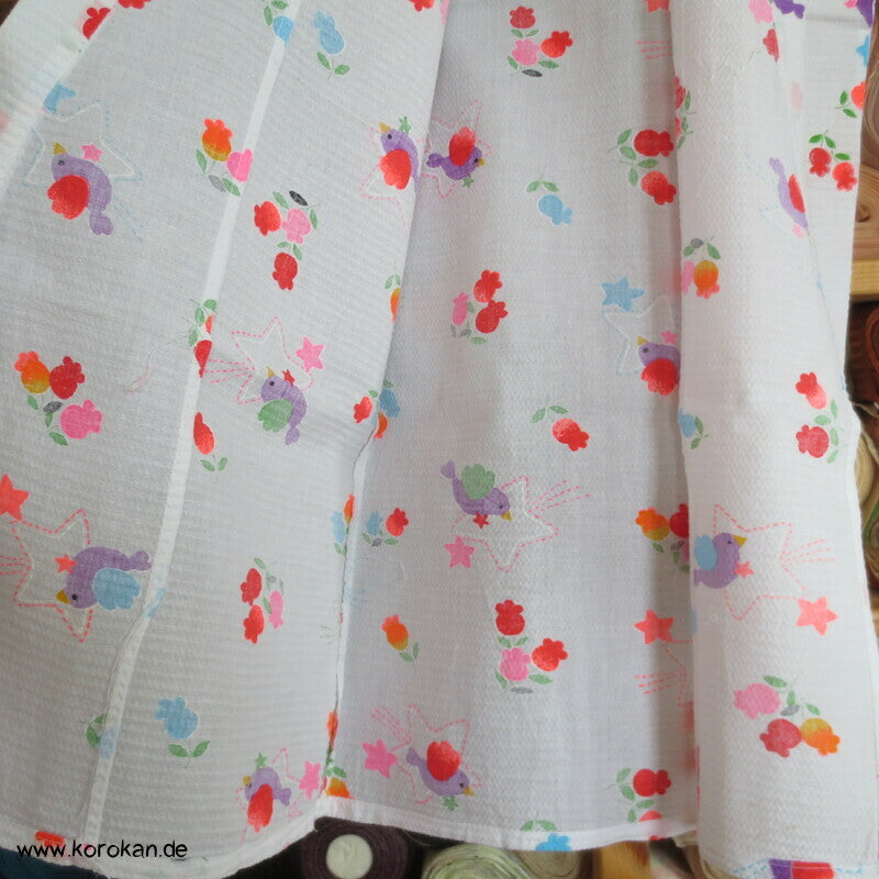 Seersucker Yukata für Babies, Kleinkinder, Vögelchen