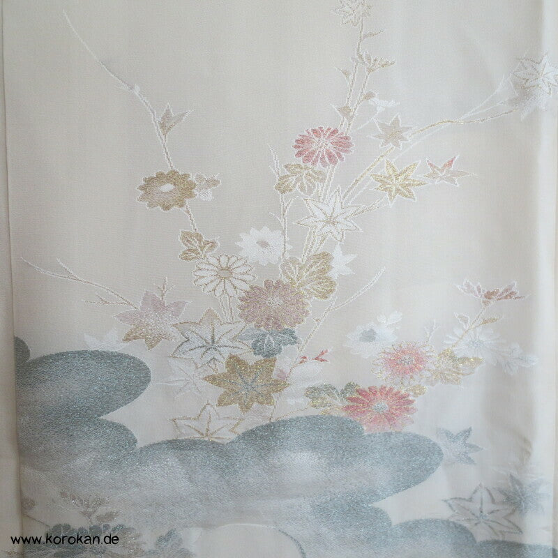 Urushi Chrysanthemen auf Wolke Seidenbrokat Haori Kimono Jacke