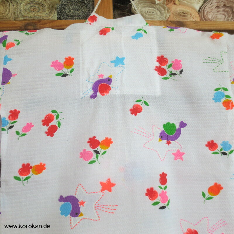 Seersucker Yukata für Babies, Kleinkinder, Vögelchen