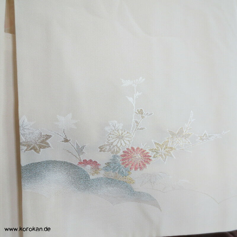 Urushi Chrysanthemen auf Wolke Seidenbrokat Haori Kimono Jacke