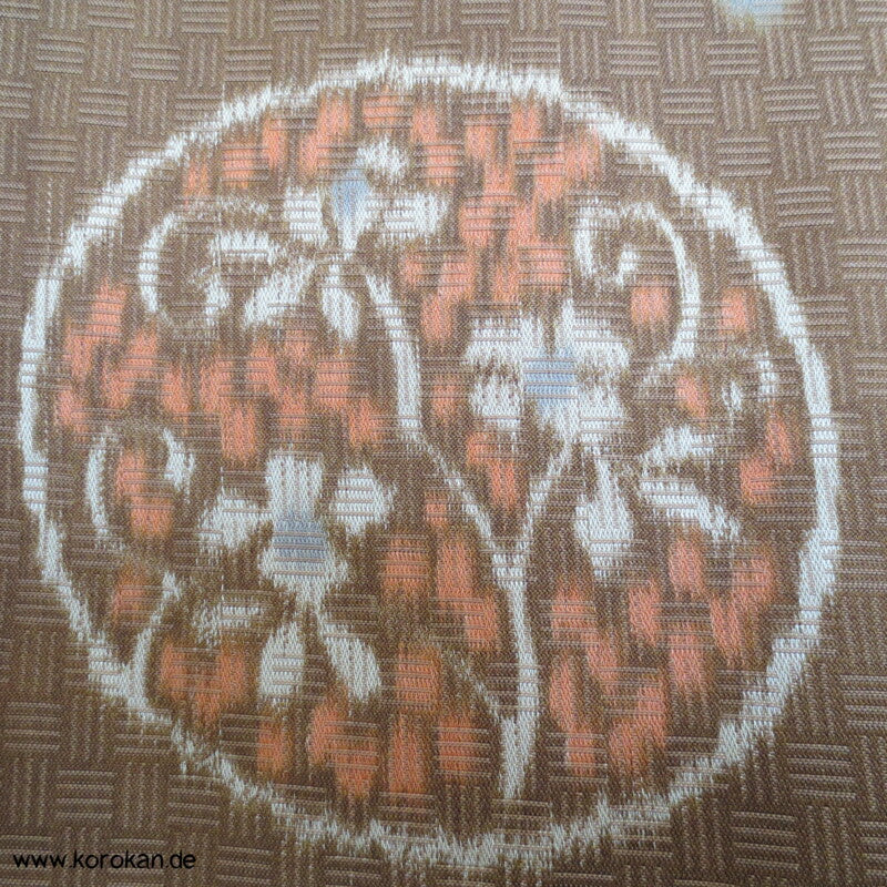 Japan Art Deco Blumenrondelle Meisen Kimono - mit gewebter Struktur