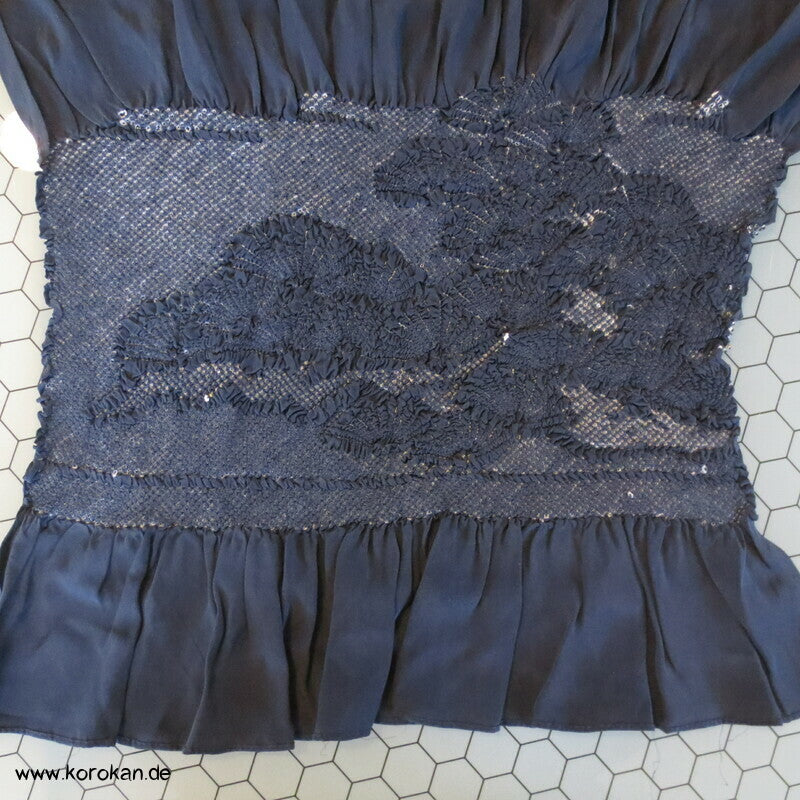 Pinien Shibori Heko Obi - Chirimen Seiden Crepe